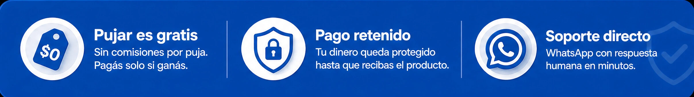 Pujar es gratis · Pago retenido · Soporte directo